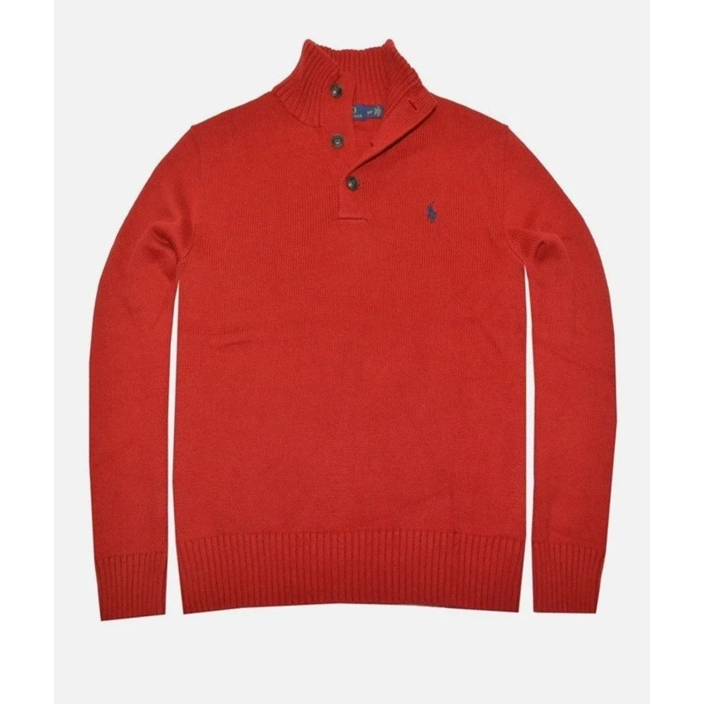 LPOLO RALPH LAUREN MENS CLASSIC 3 BUTTON COTTON SWEATER‎ - RED L